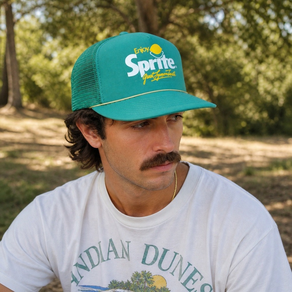 Vintage 90s Sprite Speedway Trucker Hat Mesh Snapback Green Promo Cap One Size